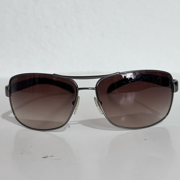 Prada SPS 54I Sunglasses Gunmetal Rims Rubber Arms Gradient Brown Lens 65 14 - Picture 1 of 16
